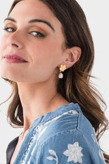 Susan Shaw Poppy Flowers with Genuine Freshwater Pearl Earrings