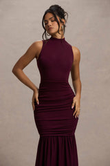 Verano | Plum High-Neck Tiered Maxi Dress
