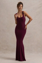 Mahina | Burgundy Square-Neck Maxi Dress