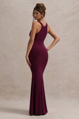 Mahina | Burgundy Square-Neck Maxi Dress