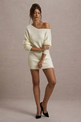 Terra | Cream Faux Mohair Oversized Mini Dress
