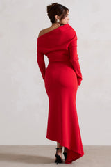 Lou | Red One-Shoulder Asymmetric Maxi Dress