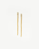 Tennis Beaded Stone Extra Long Drop Earrings | 18k Gold Vermeil/Cubic Zirconia