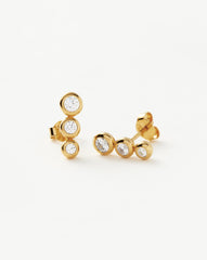 Triple Stone Stud Earrings | 18k Gold Vermeil/Cubic Zirconia