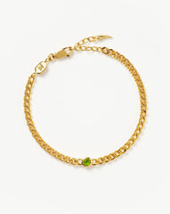 August Birthstone Chain Bracelet | 18k Gold Plated Vermeil/Peridot
