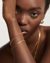 October Birthstone Chain Bracelet | 18k Gold Plated Vermeil/Pink Tourmaline