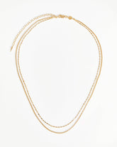Box Link Double Chain Necklace | 18k Gold Vermeil