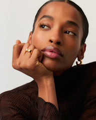 Button Pearl Square Chunky Ring | 18k Gold Plated Vermeil/Pearl