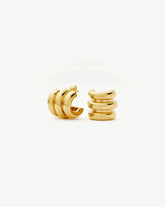 Chubby Triple Small Hoop Earrings | 18k Gold Plated