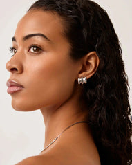 Chubby Triple Small Hoop Earrings | Silver Plated