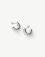 Chubby Triple Small Hoop Earrings | Silver Plated