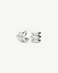 Chubby Triple Small Hoop Earrings | Silver Plated
