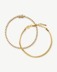 Classic Tennis & Snake Chain Bracelet Set | 18k Gold Vermeil