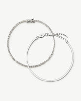 Classic Tennis & Snake Chain Bracelet Set | Sterling Silver