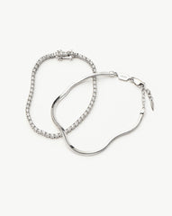 Classic Tennis & Snake Chain Bracelet Set | Sterling Silver