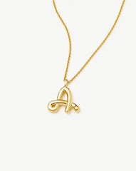 Curly Molten Initial Pendant Necklace - Initial A | 18k Gold Vermeil