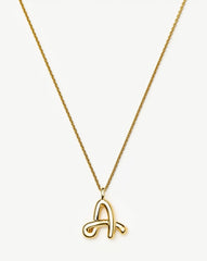 Curly Molten Initial Pendant Necklace - Initial A | 18k Gold Vermeil