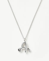 Curly Molten Initial Pendant Necklace - Initial A | Sterling Silver