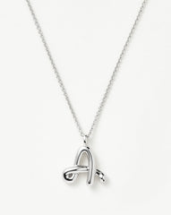 Curly Molten Initial Pendant Necklace - Initial A | Sterling Silver