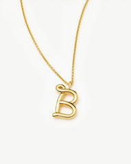 Curly Molten Initial Pendant Necklace - Initial B | 18k Gold Vermeil
