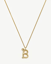 Curly Molten Initial Pendant Necklace - Initial B | 18k Gold Vermeil