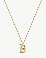 Curly Molten Initial Pendant Necklace - Initial B | 18k Gold Vermeil