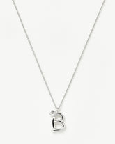 Curly Molten Initial Pendant Necklace - Initial B | Sterling Silver