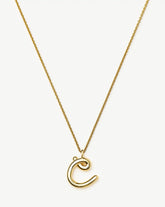 Curly Molten Initial Pendant Necklace - Initial C | 18k Gold Vermeil
