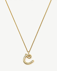 Curly Molten Initial Pendant Necklace - Initial C | 18k Gold Vermeil