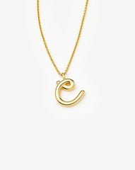 Curly Molten Initial Pendant Necklace - Initial C | 18k Gold Vermeil