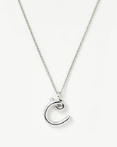 Curly Molten Initial Pendant Necklace - Initial C | Sterling Silver