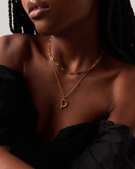 Curly Molten Initial Pendant Necklace - Initial D | 18k Gold Vermeil