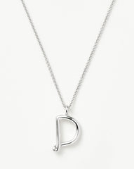 Curly Molten Initial Pendant Necklace - Initial D | Sterling Silver