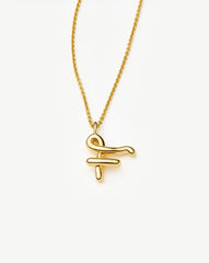 Curly Molten Initial Pendant Necklace - Initial F | 18k Gold Vermeil