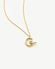 Curly Molten Initial Pendant Necklace - Initial G | 18k Gold Vermeil