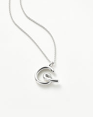 Curly Molten Initial Pendant Necklace - Initial G | Sterling Silver