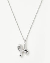 Curly Molten Initial Pendant Necklace - Initial H | Sterling Silver