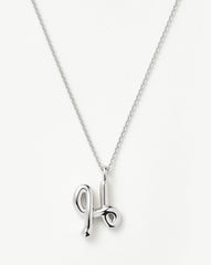 Curly Molten Initial Pendant Necklace - Initial H | Sterling Silver