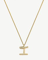 Curly Molten Initial Pendant Necklace - Initial I | 18k Gold Vermeil
