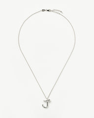 Curly Molten Initial Pendant Necklace - Initial J | Sterling Silver