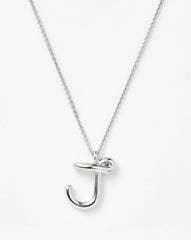 Curly Molten Initial Pendant Necklace - Initial J | Sterling Silver