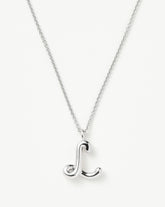 Curly Molten Initial Pendant Necklace - Initial L | Sterling Silver