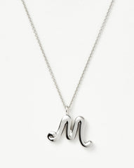 Curly Molten Initial Pendant Necklace - Initial M | Sterling Silver