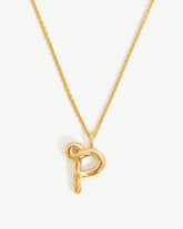 Curly Molten Initial Pendant Necklace - Initial P | 18k Gold Vermeil