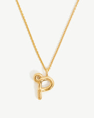 Curly Molten Initial Pendant Necklace - Initial P | 18k Gold Vermeil