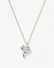 Curly Molten Initial Pendant Necklace - Initial P | Sterling Silver