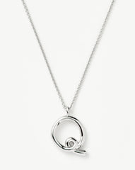 Curly Molten Initial Pendant Necklace - Initial Q | Sterling Silver