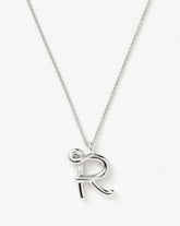 Curly Molten Initial Pendant Necklace - Initial R | Sterling Silver