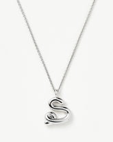 Curly Molten Initial Pendant Necklace - Initial S | Sterling Silver