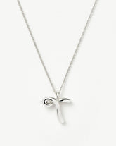 Curly Molten Initial Pendant Necklace - Initial T | Sterling Silver
